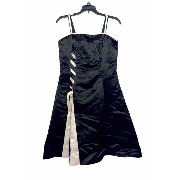 Jessica McClintock Gunne Sax Dress Size 9/10 Y2K 00s Black Pink Spaghetti Strap - Picture 1 of 3